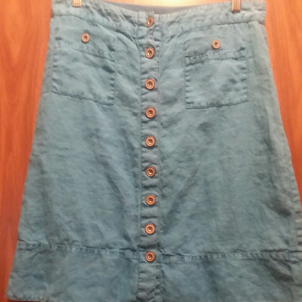 Button up Linin Skirt EUC